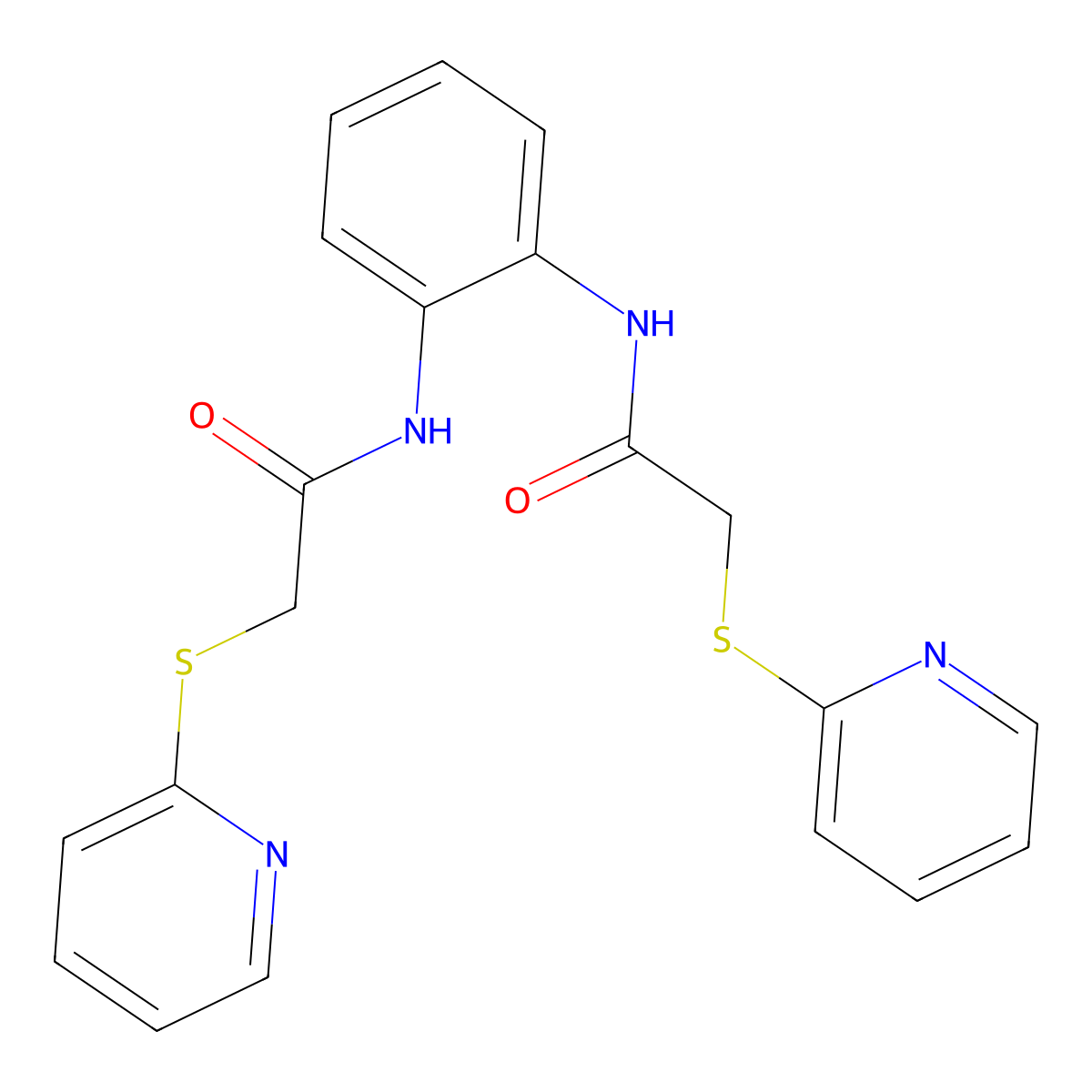 2-pyridin-2-ylsulfanyl-N-[2-[(2-pyridin-2-ylsulfanylacetyl)amino]phenyl]acetamide molecular structure, CAS 694500-48-6