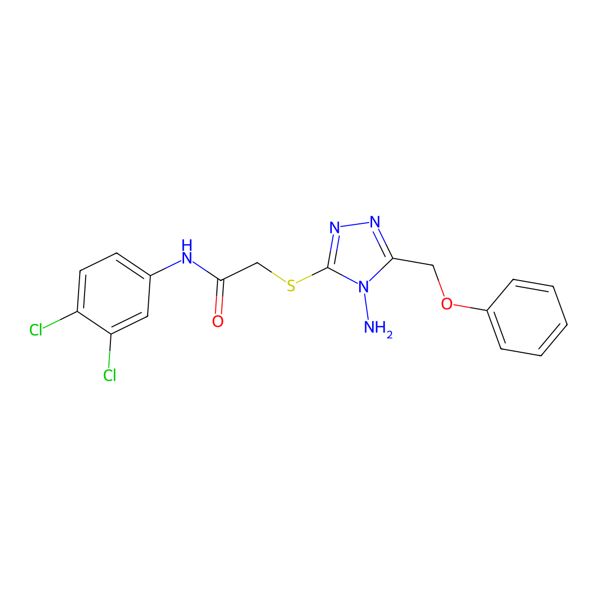 2-{[4-amino-5-(phenoxymethyl)-4H-1,2,4-triazol-3-yl]sulfanyl}-N-(3,4-dichlorophenyl)acetamide molecular structure, CAS 694500-77-1