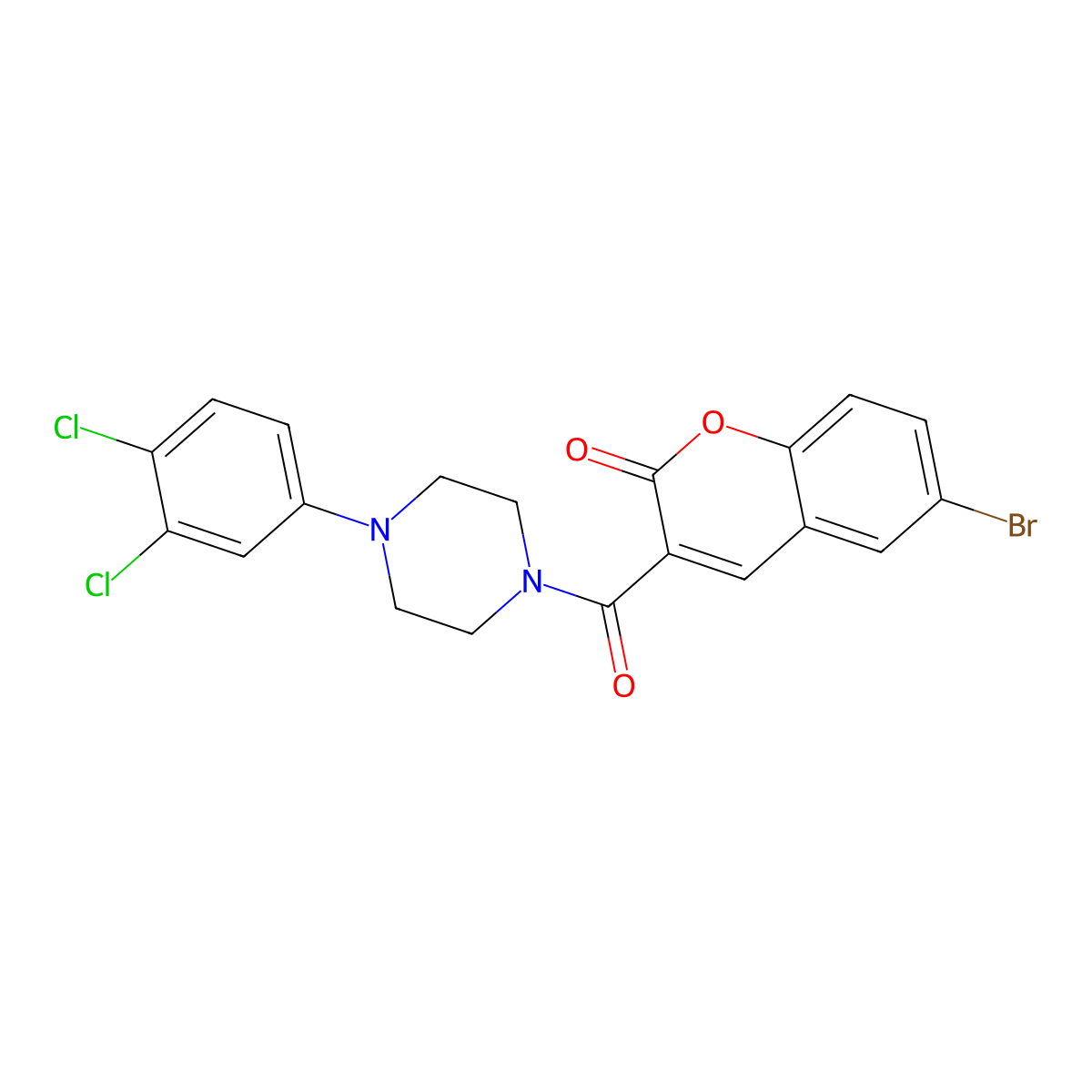 6-Bromo-3-[4-(3,4-dichlorophenyl)piperazine-1-carbonyl]chromen-2-one molecular structure, CAS 694500-98-6