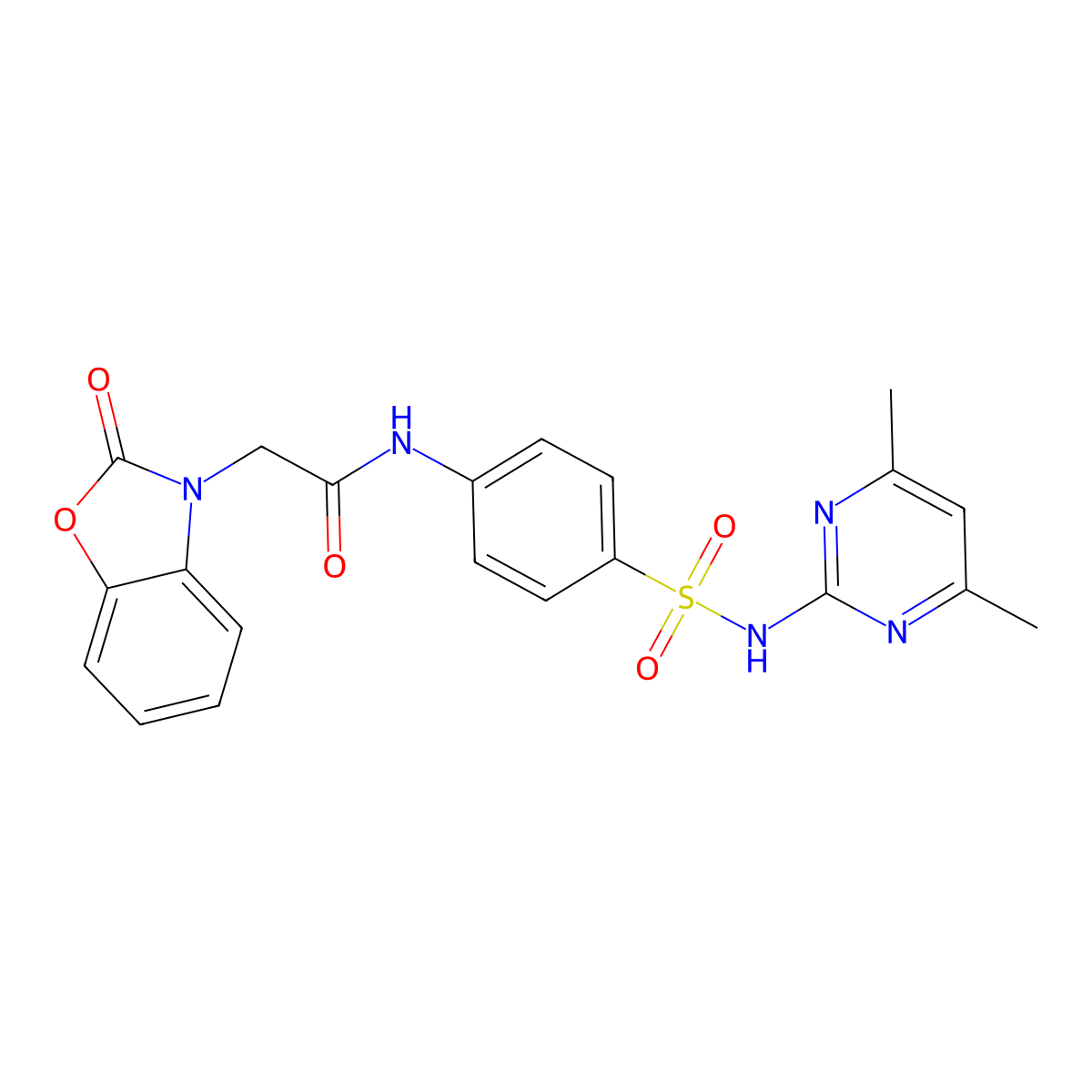 N-[4-[(4,6-dimethylpyrimidin-2-yl)sulfamoyl]phenyl]-2-(2-oxo-1,3-benzoxazol-3-yl)acetamide molecular structure, CAS 694501-04-7