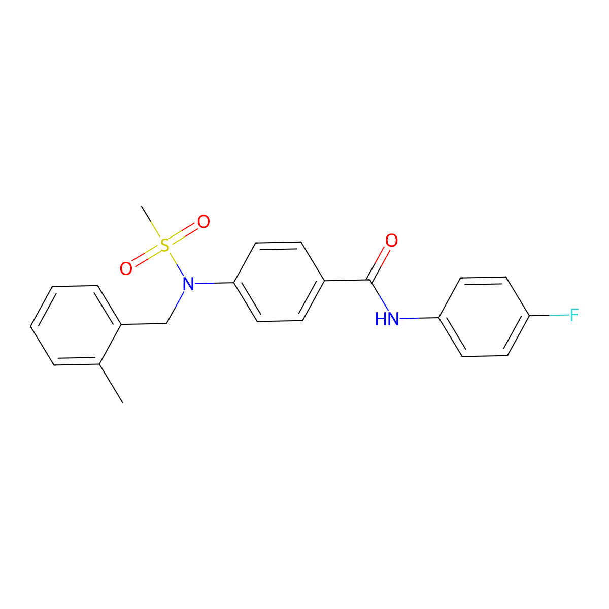 N-(4-fluorophenyl)-4-[(2-methylbenzyl)(methylsulfonyl)amino]benzamide molecular structure, CAS 694501-05-8