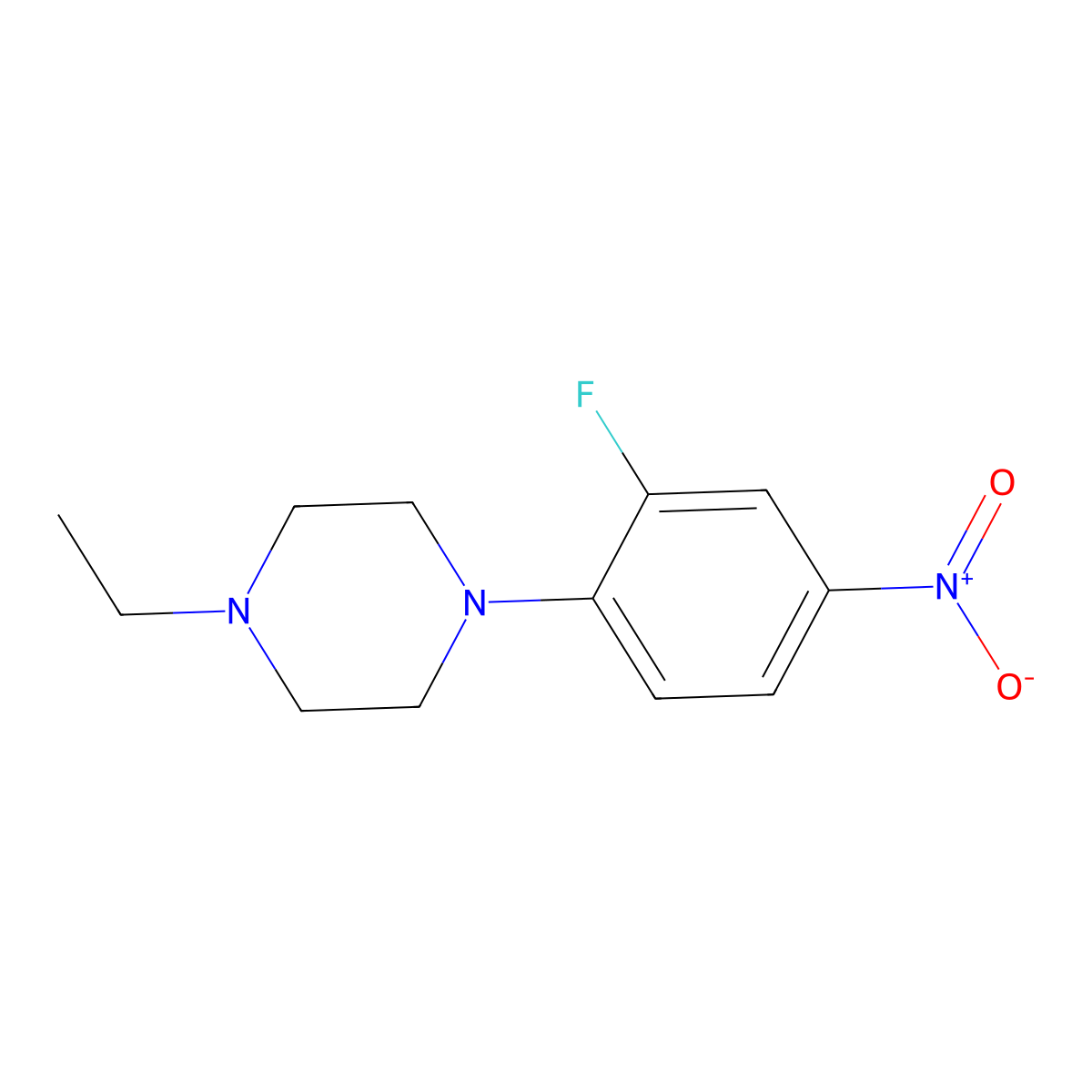 1-Ethyl-4-(2-fluoro-4-nitrophenyl)piperazine molecular structure, CAS 694501-34-3