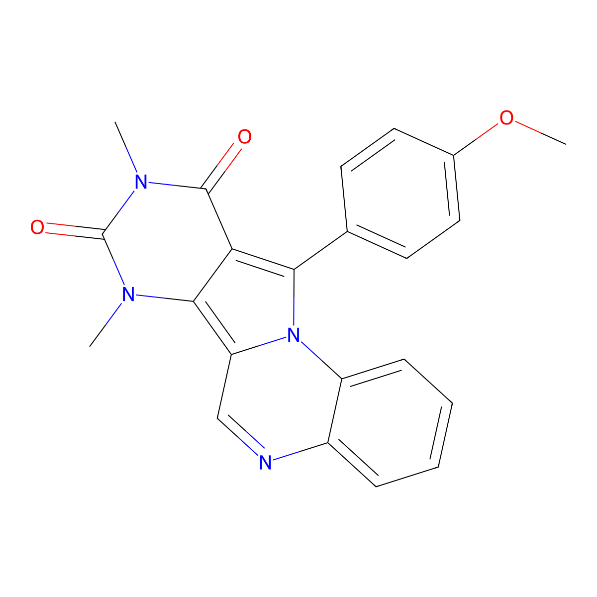 11-(4-methoxyphenyl)-7,9-dimethylpyrimido[4',5':3,4]pyrrolo[1,2-a]quinoxaline-8,10(7H,9H)-dione molecular structure, CAS 694501-36-5
