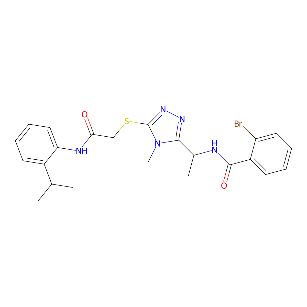 2-bromo-N-[1-[4-methyl-5-[2-oxo-2-(2-propan-2-ylanilino)ethyl]sulfanyl-1,2,4-triazol-3-yl]ethyl]benzamide molecular structure, CAS 694501-42-3