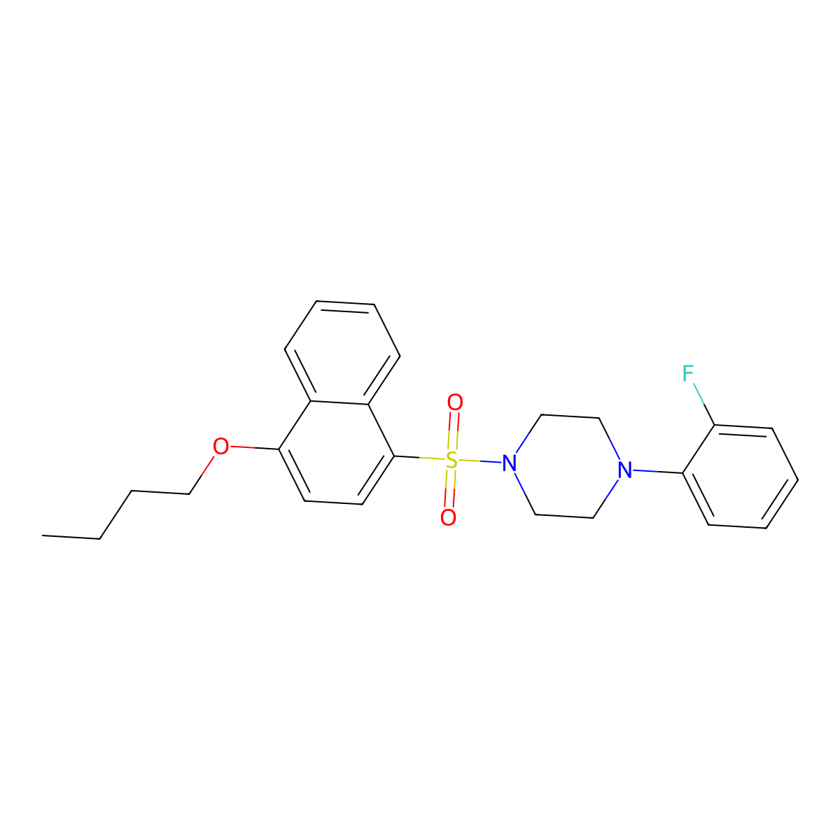 1-[(4-Butoxynaphthyl)sulfonyl]-4-(2-fluorophenyl)piperazine molecular structure, CAS 694501-44-5