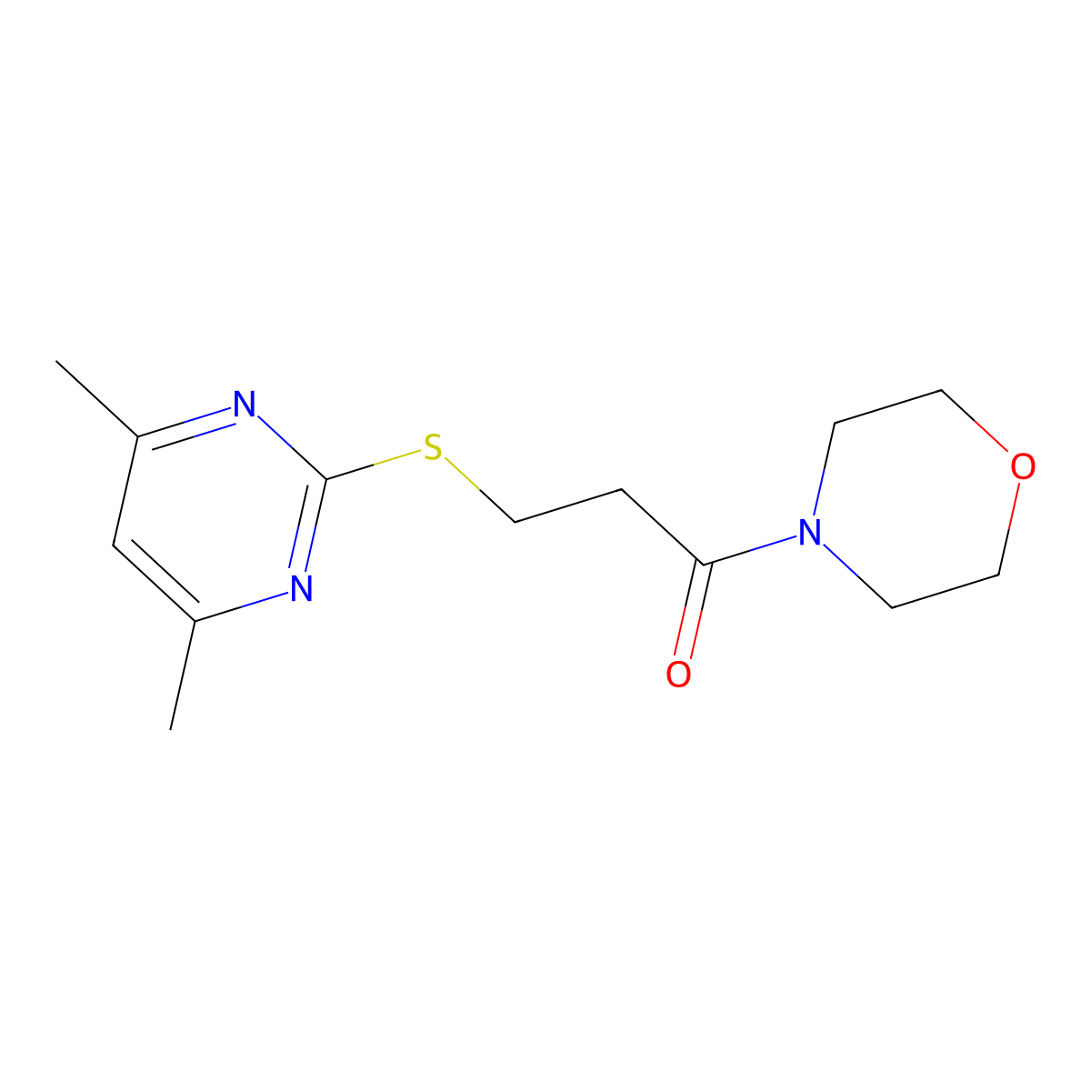 3-(4,6-Dimethylpyrimidin-2-yl)sulfanyl-1-morpholin-4-ylpropan-1-one molecular structure, CAS 694501-45-6