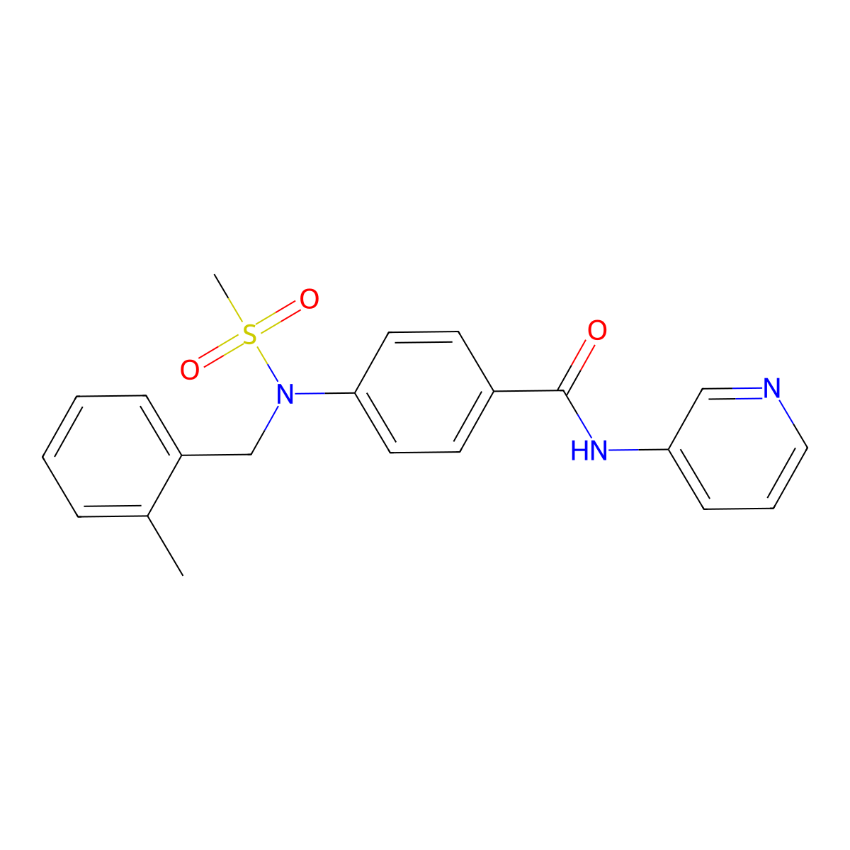 4-[(2-methylbenzyl)(methylsulfonyl)amino]-N-(pyridin-3-yl)benzamide molecular structure, CAS 694501-47-8