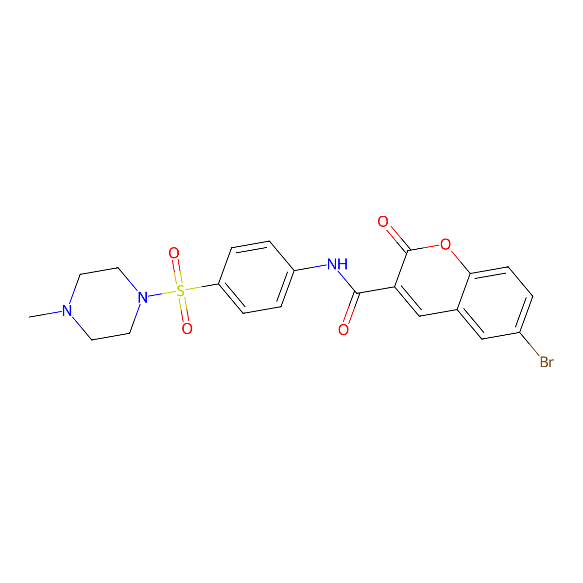 6-bromo-N-(4-((4-methylpiperazin-1-yl)sulfonyl)phenyl)-2-oxo-2H-chromene-3-carboxamide molecular structure, CAS 694501-55-8