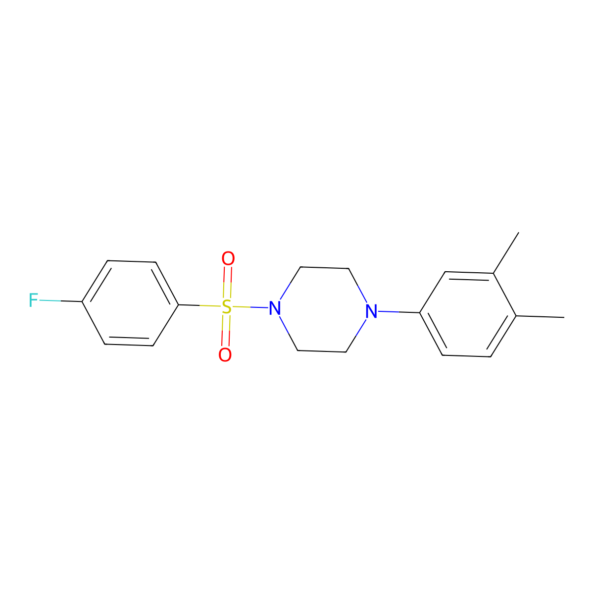 1-(3,4-Dimethylphenyl)-4-((4-fluorophenyl)sulfonyl)piperazine molecular structure, CAS 694501-62-7