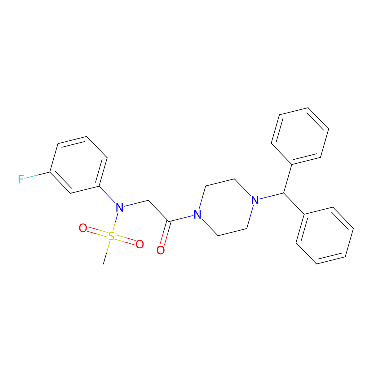 N-[2-(4-benzhydrylpiperazin-1-yl)-2-oxoethyl]-N-(3-fluorophenyl)methanesulfonamide molecular structure, CAS 694501-64-9