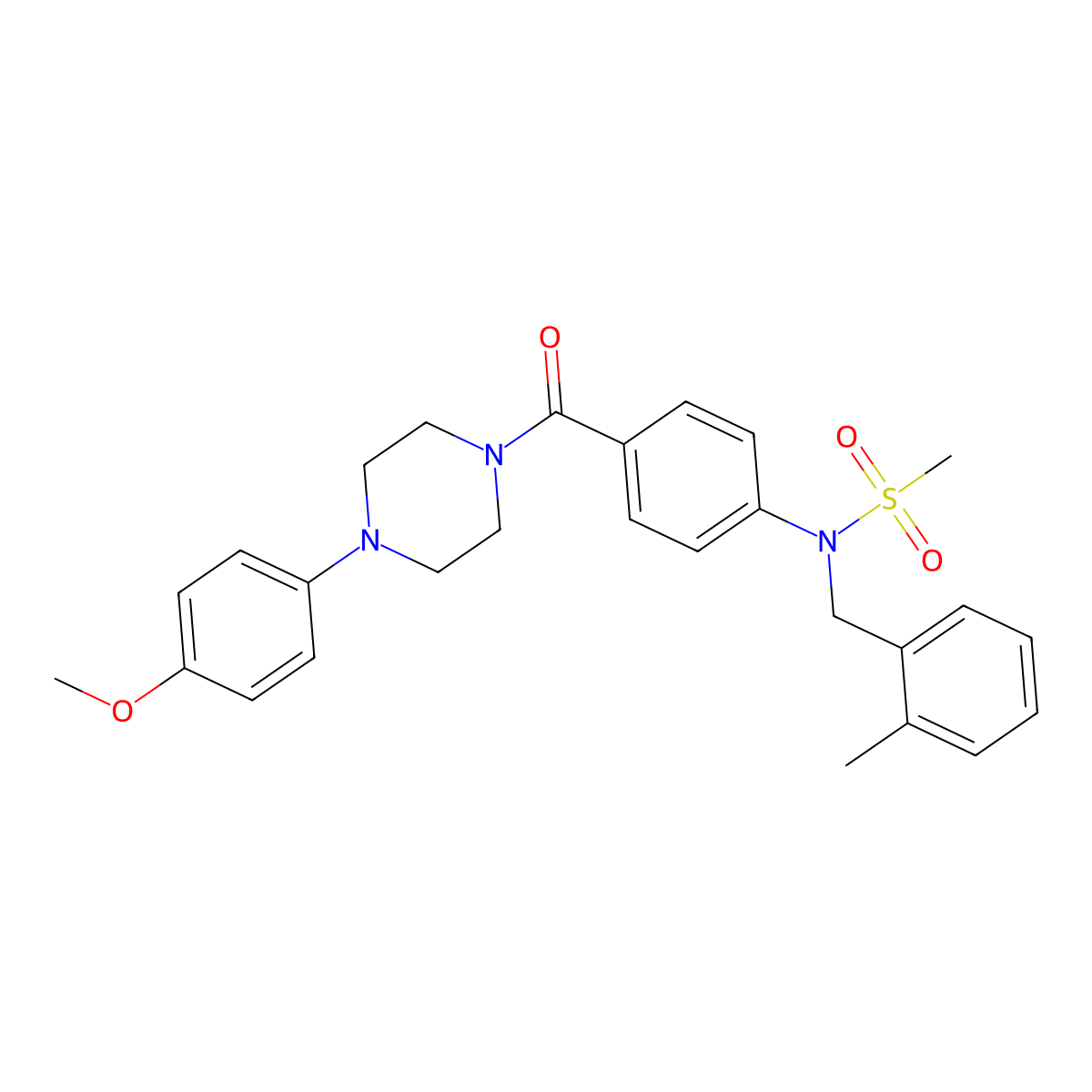 N-(4-{[4-(4-methoxyphenyl)piperazin-1-yl]carbonyl}phenyl)-N-(2-methylbenzyl)methanesulfonamide molecular structure, CAS 694501-66-1