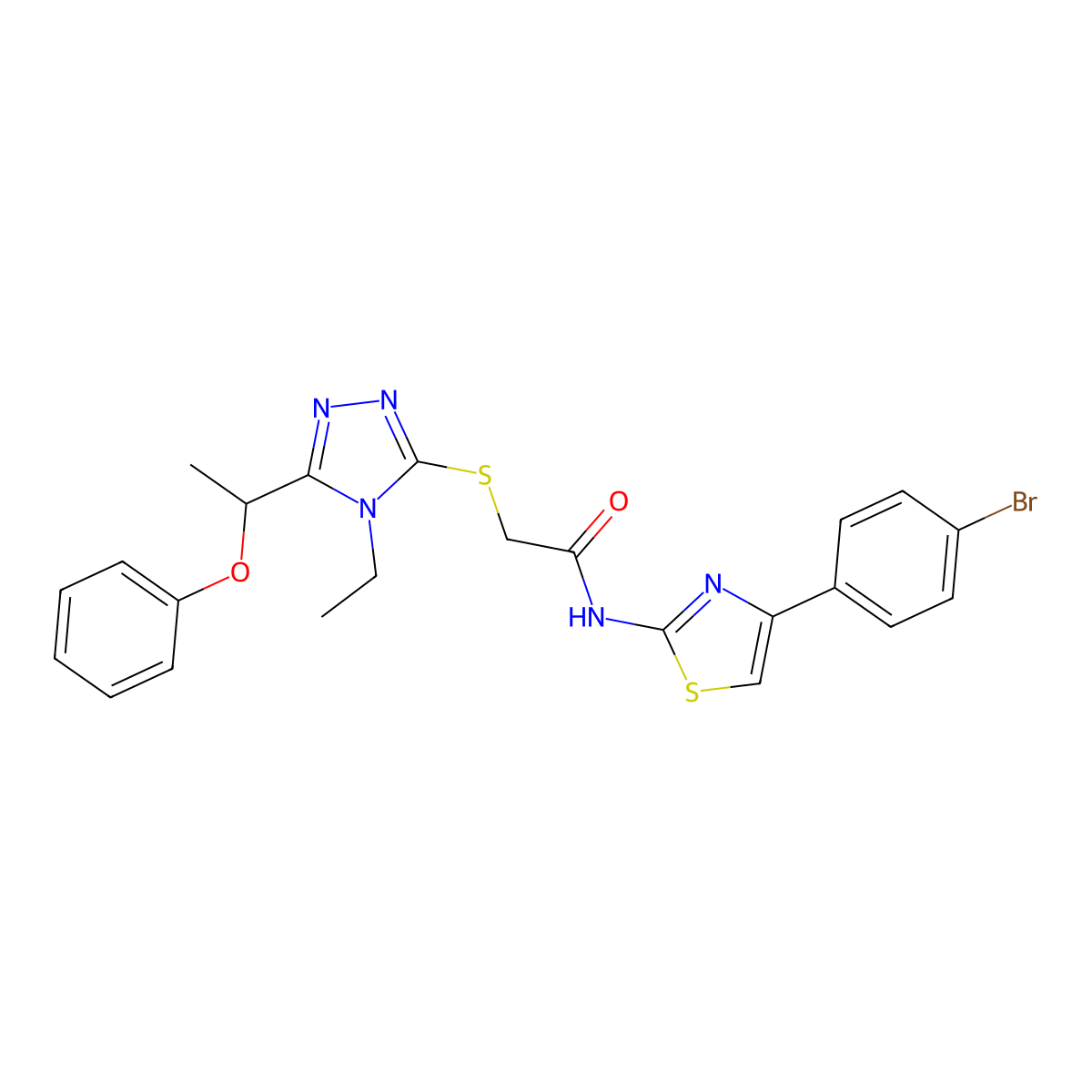 N-[4-(4-bromophenyl)-1,3-thiazol-2-yl]-2-{[4-ethyl-5-(1-phenoxyethyl)-4H-1,2,4-triazol-3-yl]sulfanyl}acetamide molecular structure, CAS 694501-92-3