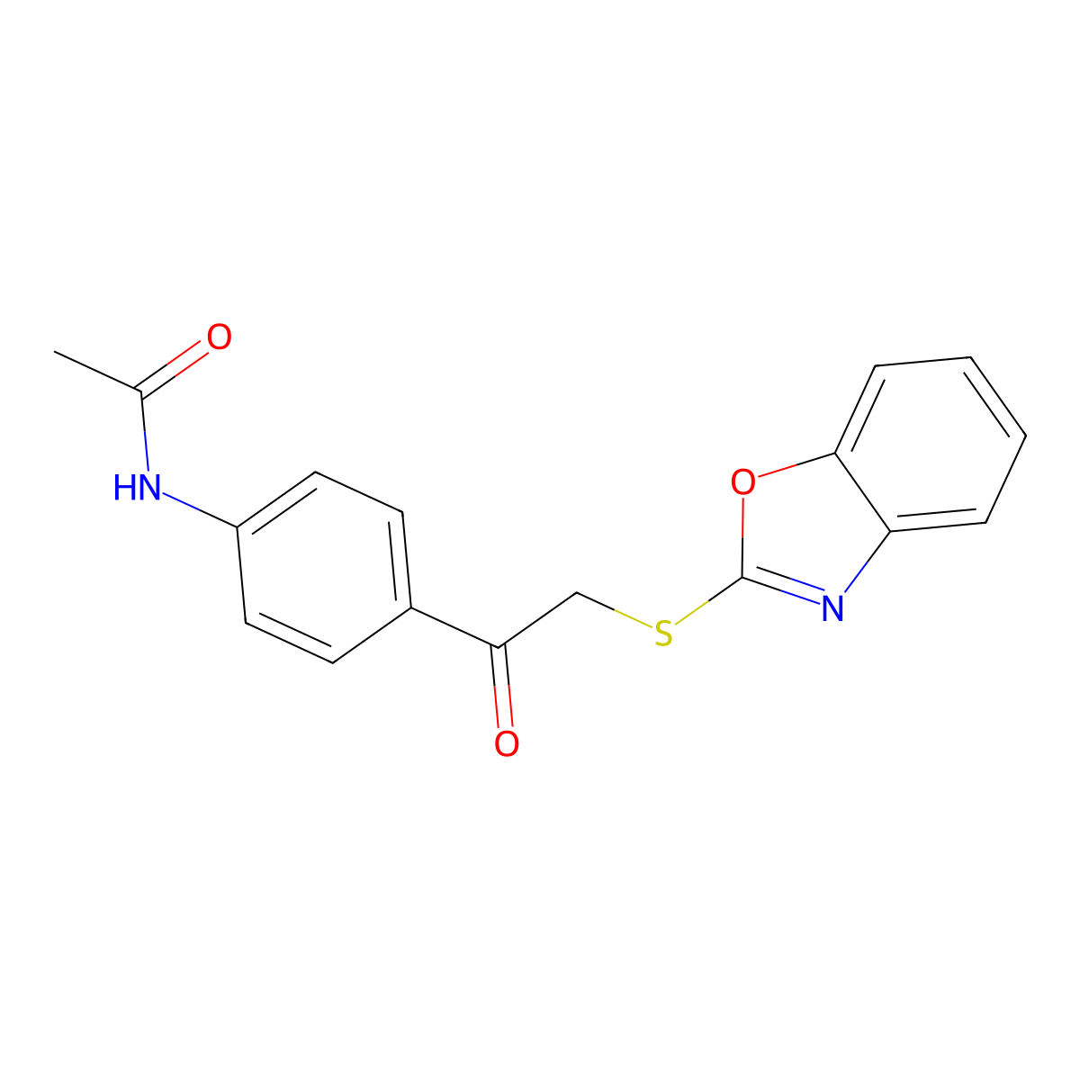 N-{4-[2-(1,3-benzoxazol-2-ylsulfanyl)acetyl]phenyl}acetamide molecular structure, CAS 694501-97-8