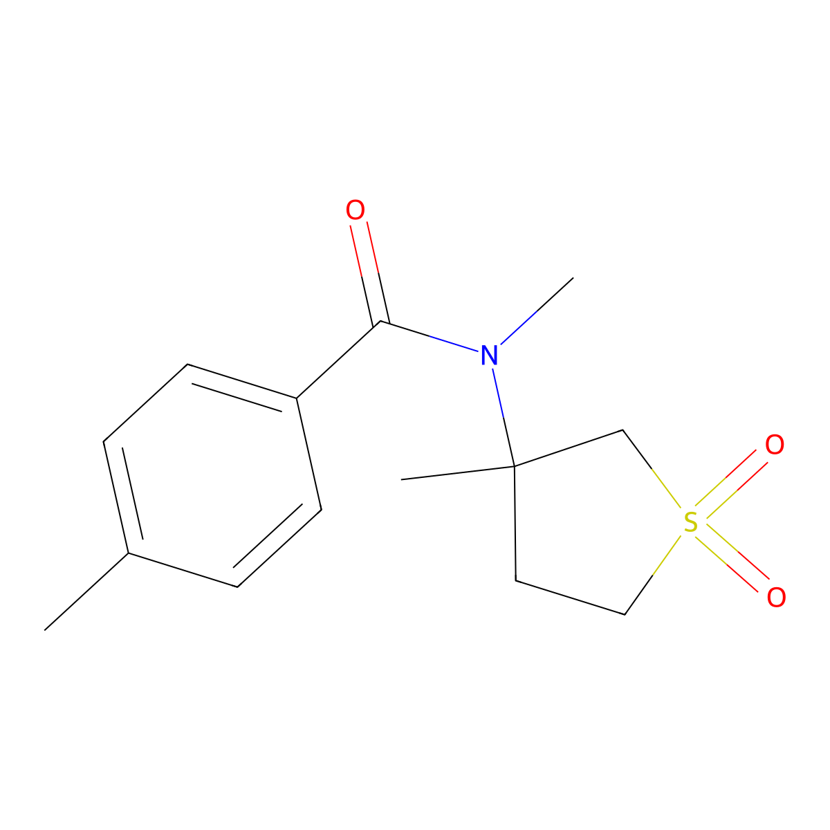 N,4-dimethyl-N-(3-methyl-1,1-dioxo-1lambda6-thiolan-3-yl)benzamide molecular structure, CAS 694502-06-2