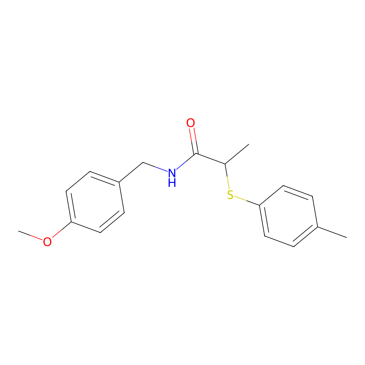 N-(4-methoxybenzyl)-2-[(4-methylphenyl)sulfanyl]propanamide molecular structure, CAS 694502-15-3