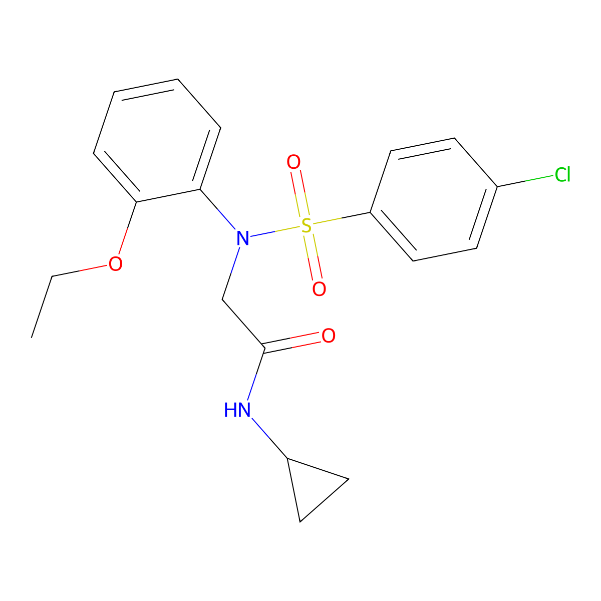 2-(N-(4-chlorophenyl)sulfonyl-2-ethoxyanilino)-N-cyclopropylacetamide molecular structure, CAS 694502-34-6