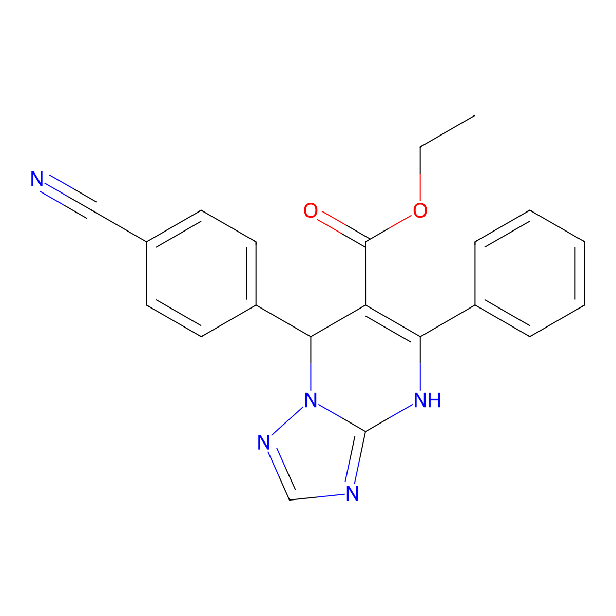 Ethyl 7-(4-cyanophenyl)-5-phenyl-4,7-dihydro[1,2,4]triazolo[1,5-a]pyrimidine-6-carboxylate molecular structure, CAS 694502-35-7