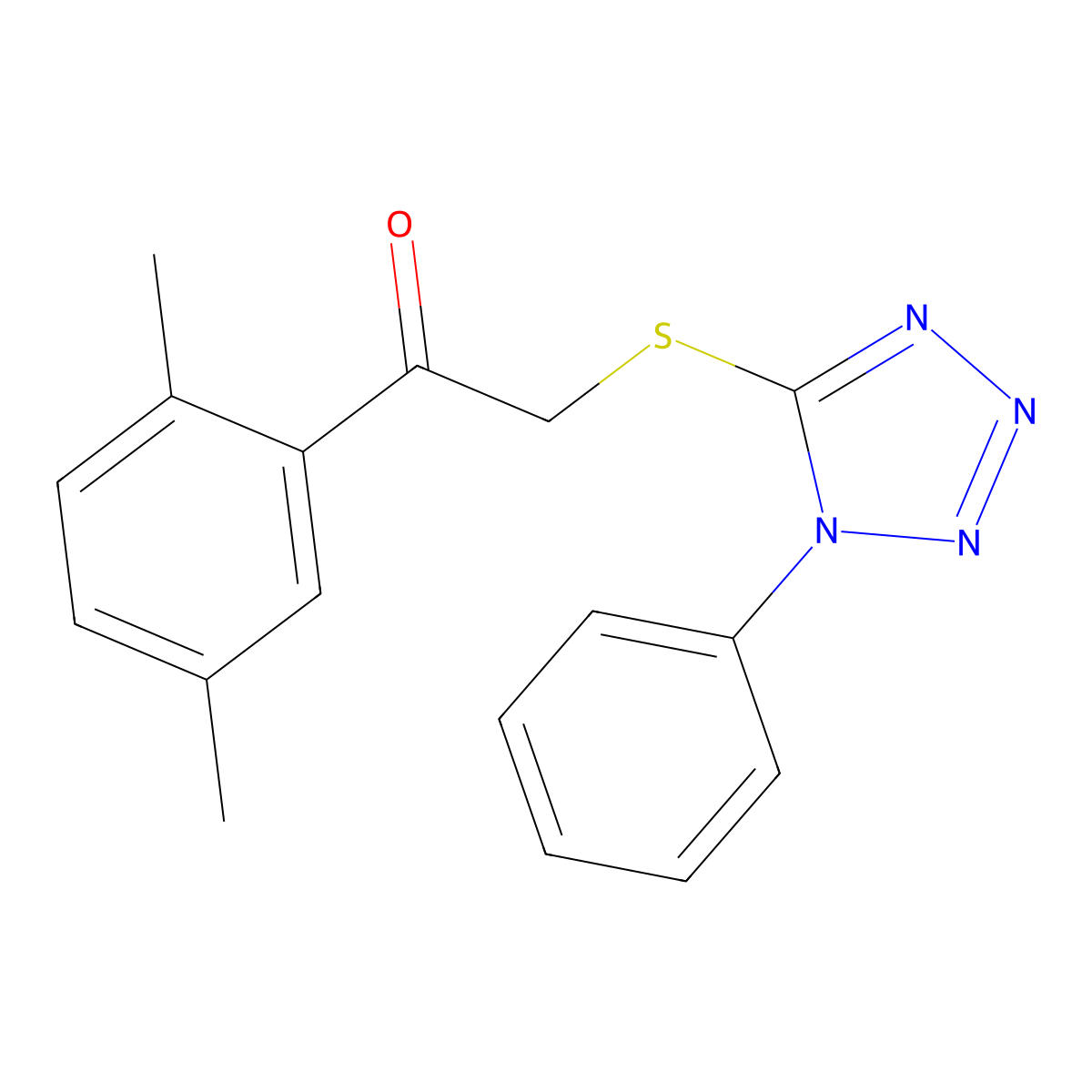 1-(2,5-Dimethylphenyl)-2-(1-phenyltetrazol-5-yl)sulfanylethanone molecular structure, CAS 694502-45-9