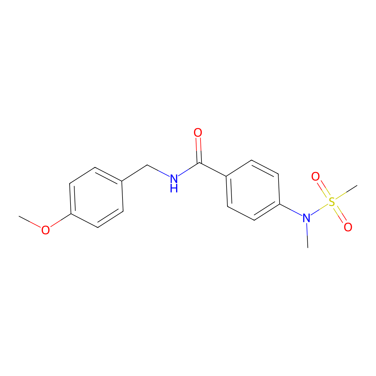 N-(4-methoxybenzyl)-4-[methyl(methylsulfonyl)amino]benzamide molecular structure, CAS 694502-60-8
