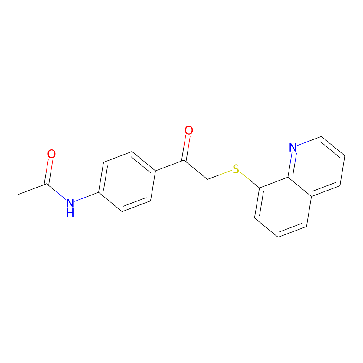 N-[4-(2-quinolin-8-ylsulfanylacetyl)phenyl]acetamide molecular structure, CAS 694502-61-9