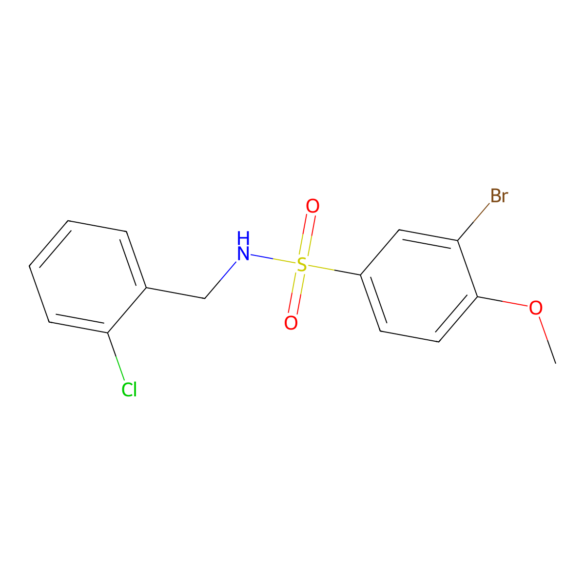 3-bromo-N-(2-chlorobenzyl)-4-methoxybenzenesulfonamide molecular structure, CAS 694504-29-5