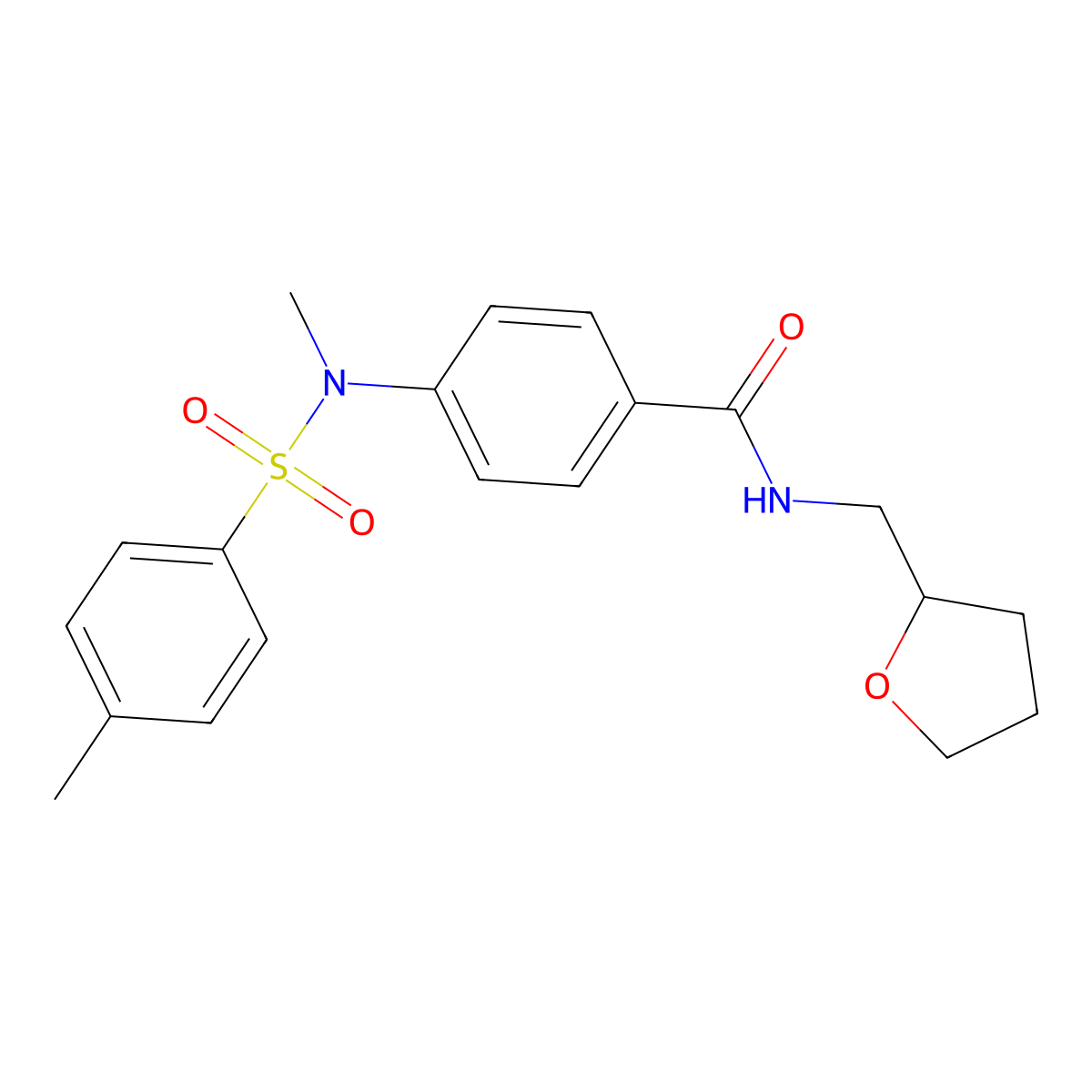 4-{methyl[(4-methylphenyl)sulfonyl]amino}-N-(tetrahydro-2-furanylmethyl)benzamide molecular structure, CAS 694504-30-8