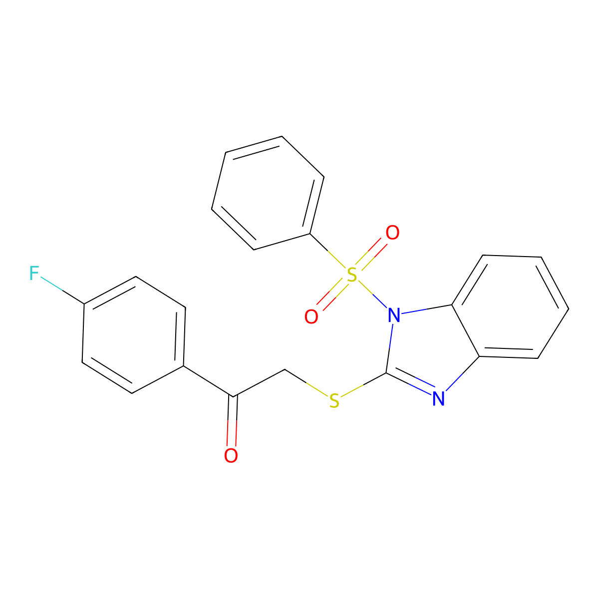 2-[1-(Benzenesulfonyl)benzimidazol-2-yl]sulfanyl-1-(4-fluorophenyl)ethanone molecular structure, CAS 694504-37-5