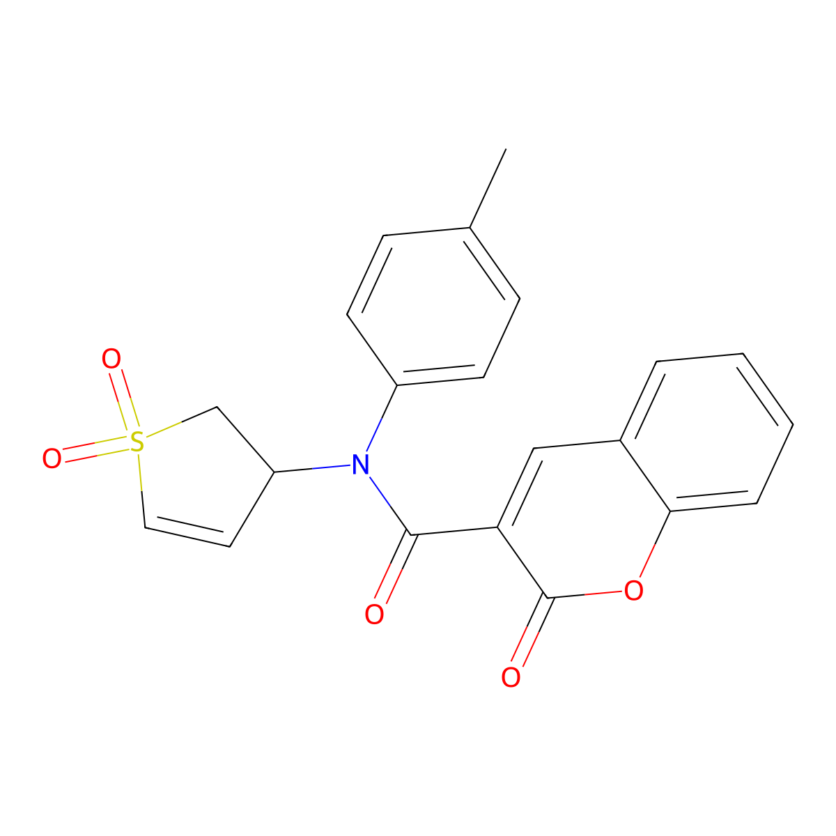 N-(1,1-dioxido-2,3-dihydrothiophen-3-yl)-2-oxo-N-(p-tolyl)-2H-chromene-3-carboxamide molecular structure, CAS 694504-39-7