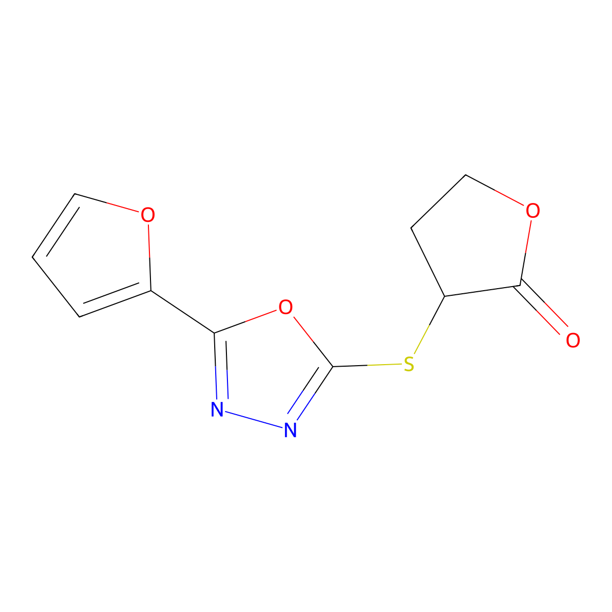 3-[[5-(Furan-2-yl)-1,3,4-oxadiazol-2-yl]sulfanyl]oxolan-2-one molecular structure, CAS 694504-45-5