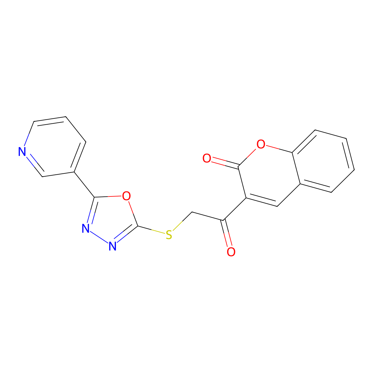 3-[2-[(5-Pyridin-3-yl-1,3,4-oxadiazol-2-yl)sulfanyl]acetyl]chromen-2-one molecular structure, CAS 694504-46-6