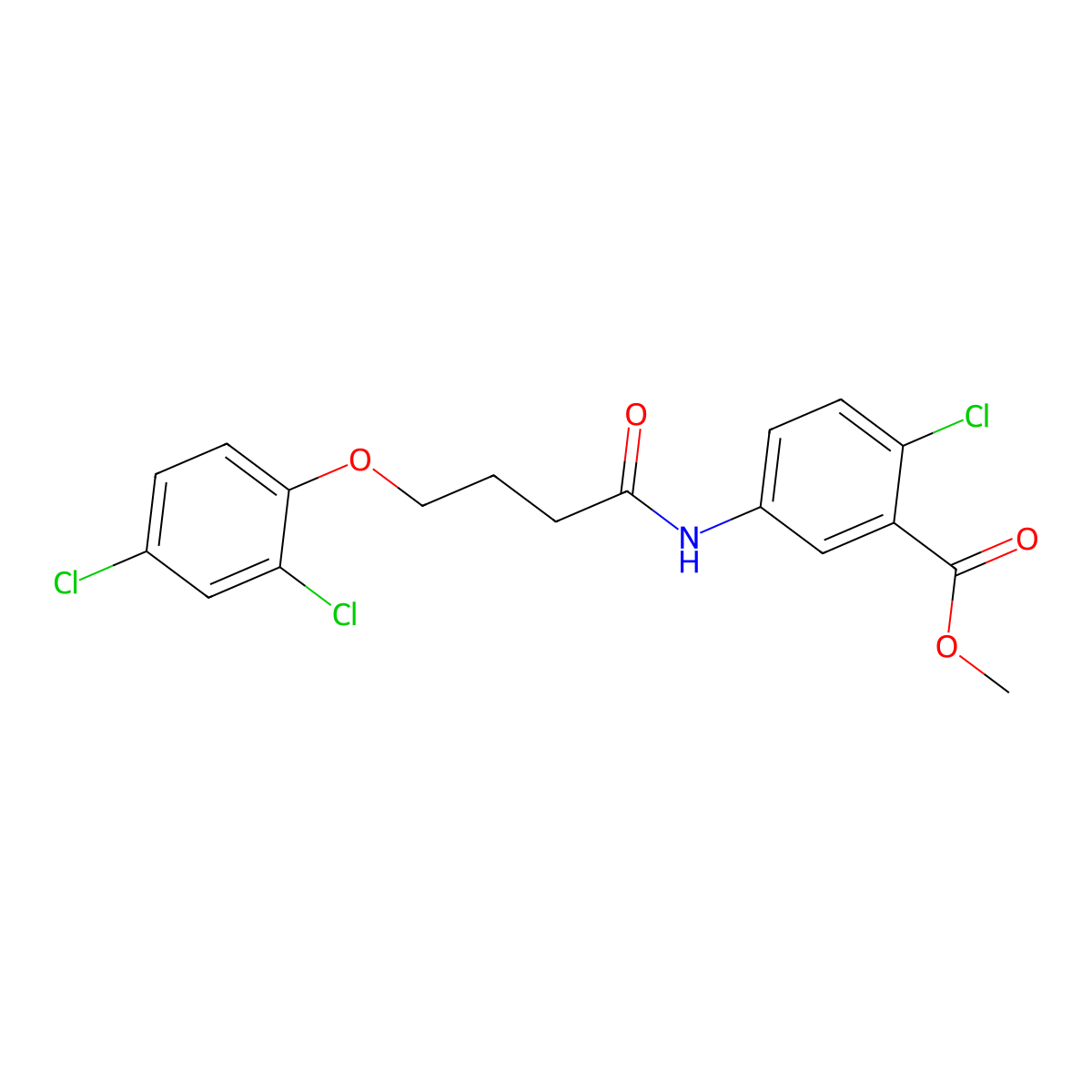 Methyl 2-chloro-5-{[4-(2,4-dichlorophenoxy)butanoyl]amino}benzoate molecular structure, CAS 694504-56-8