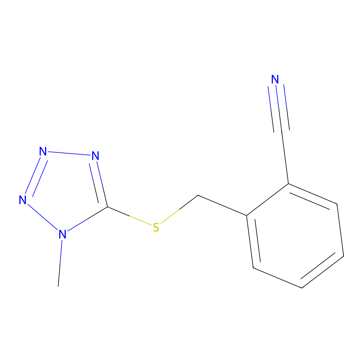 2-{[(1-methyl-1H-tetrazol-5-yl)sulfanyl]methyl}benzonitrile molecular structure, CAS 694504-59-1
