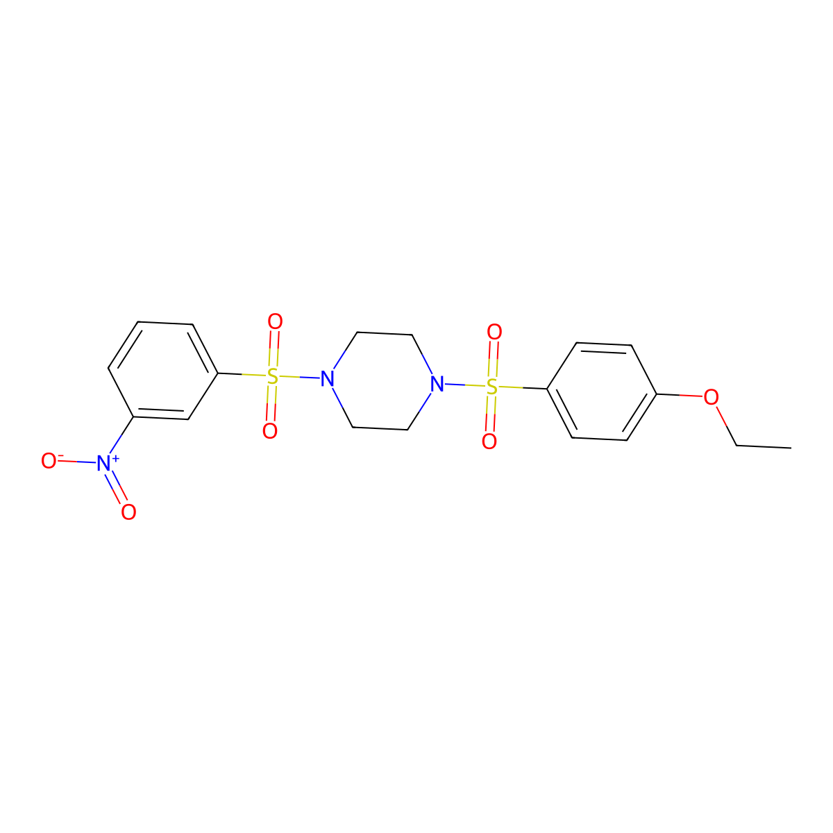 1-(4-Ethoxybenzenesulfonyl)-4-(3-nitrobenzenesulfonyl)piperazine molecular structure, CAS 694504-74-0