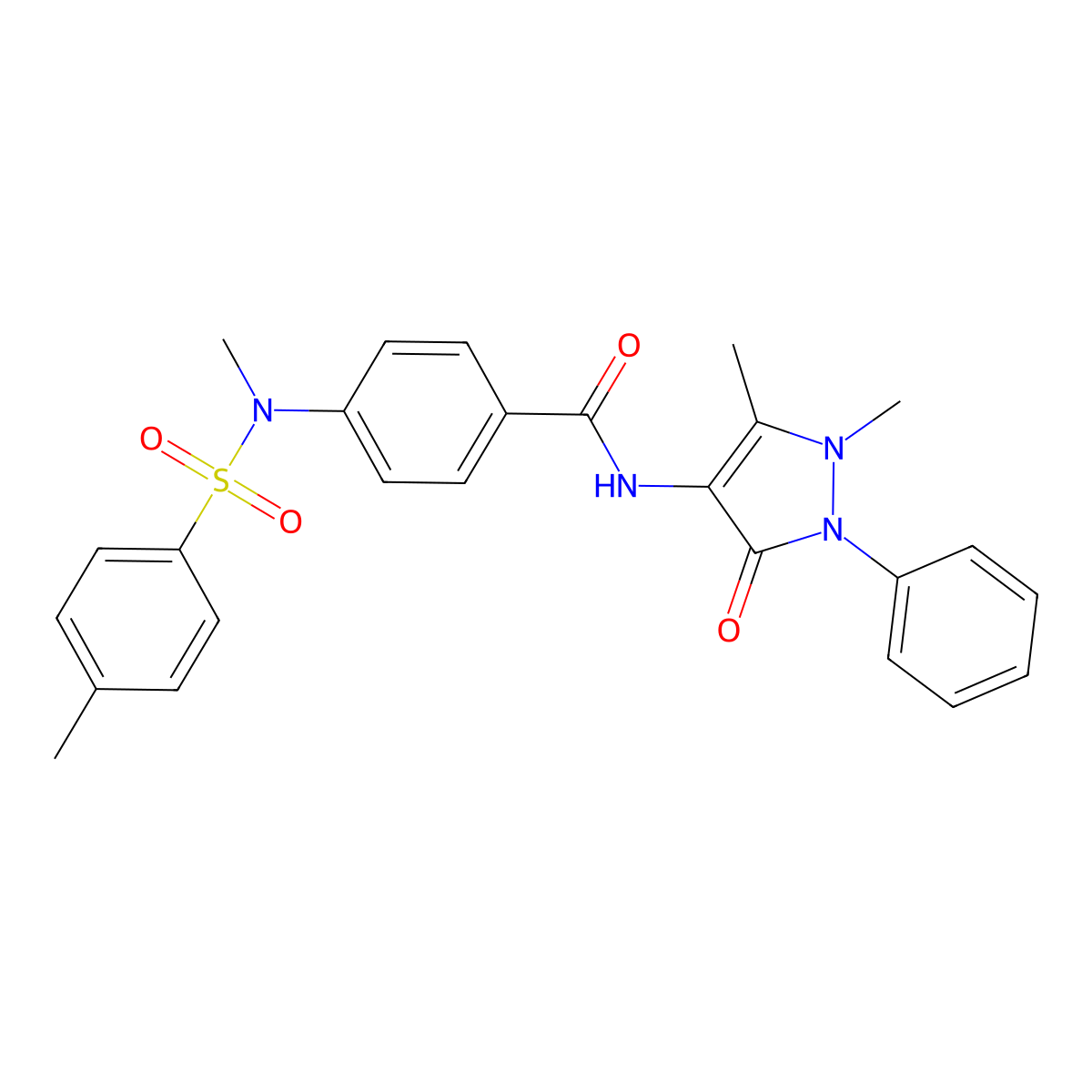 N-(1,5-dimethyl-3-oxo-2-phenyl-2,3-dihydro-1H-pyrazol-4-yl)-4-{methyl[(4-methylphenyl)sulfonyl]amino}benzamide molecular structure, CAS 694504-99-9