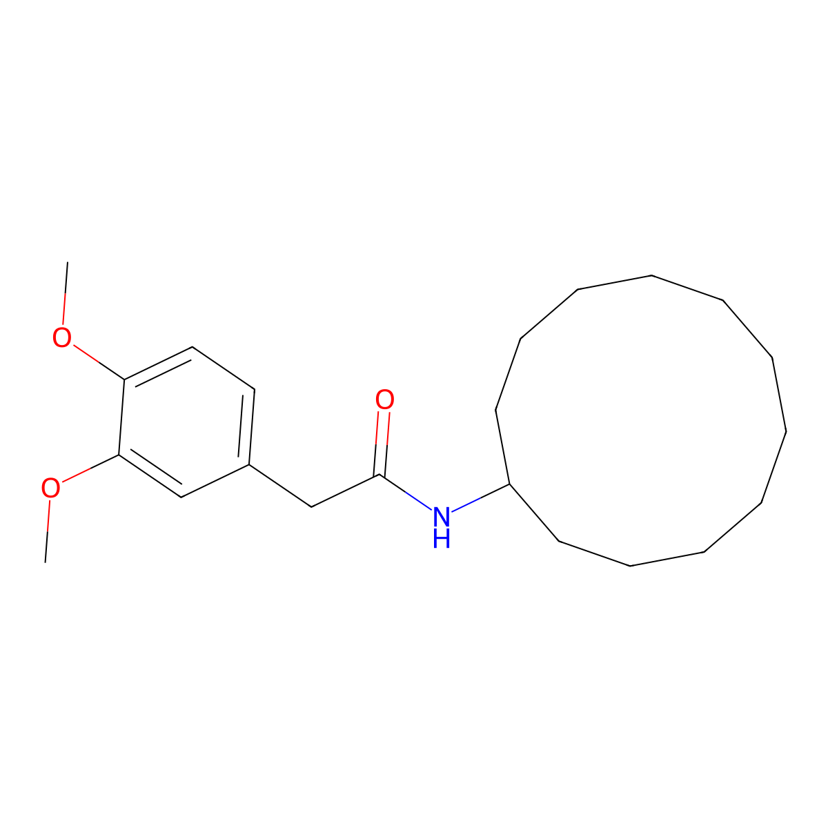 N-cyclododecyl-2-(3,4-dimethoxyphenyl)acetamide molecular structure, CAS 694505-04-9