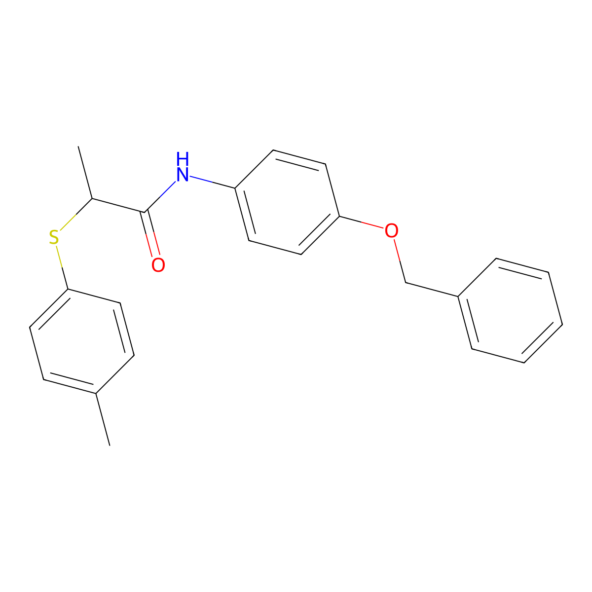 2-(4-methylphenyl)sulfanyl-N-(4-phenylmethoxyphenyl)propanamide molecular structure, CAS 694505-24-3