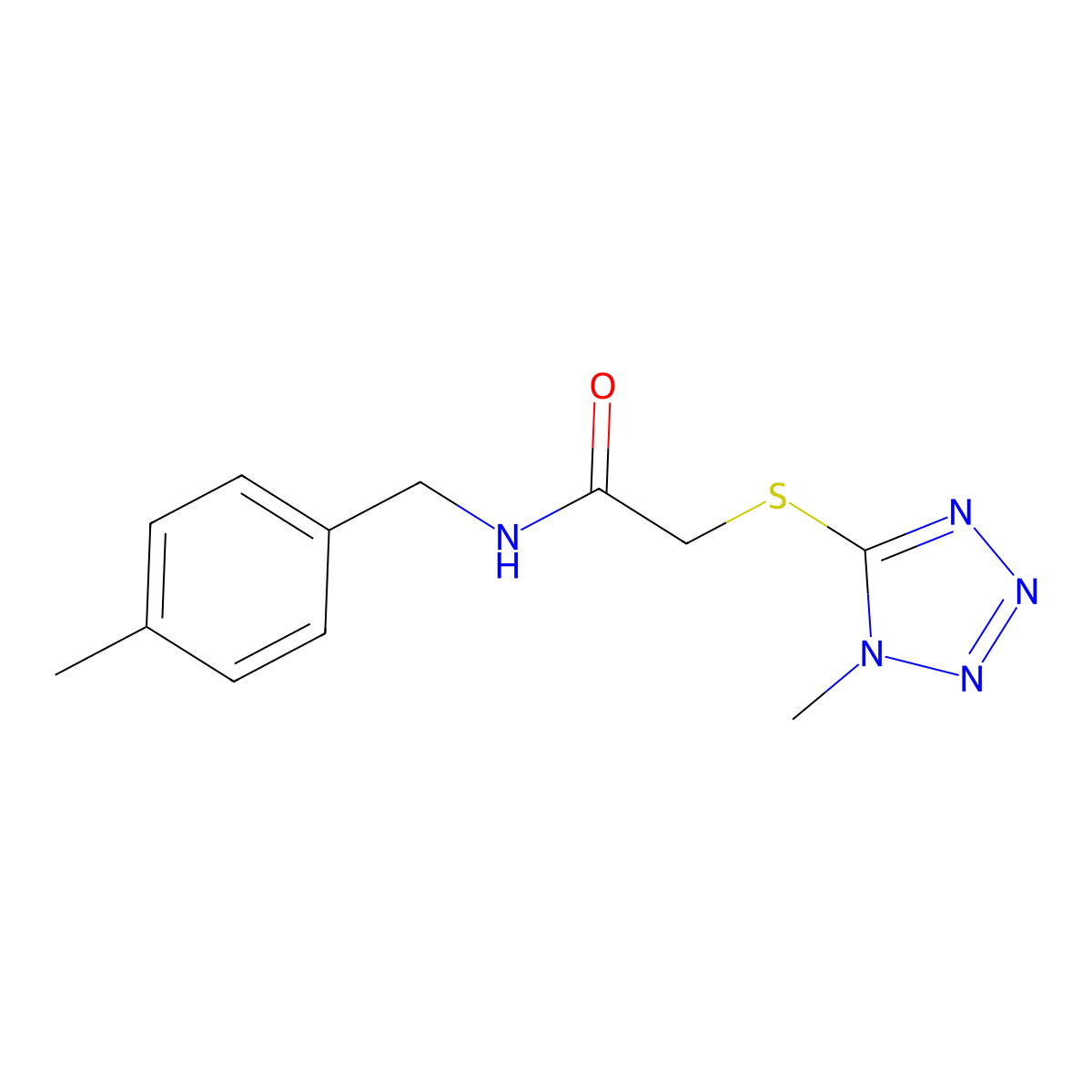 N-[(4-methylphenyl)methyl]-2-(1-methyltetrazol-5-yl)sulfanylacetamide molecular structure, CAS 694505-25-4