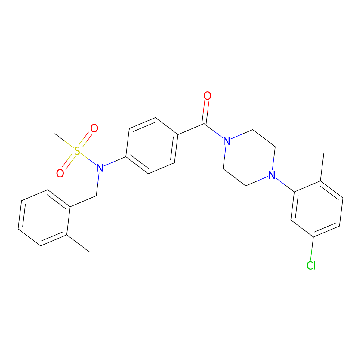 N-[4-[4-(5-chloro-2-methylphenyl)piperazine-1-carbonyl]phenyl]-N-[(2-methylphenyl)methyl]methanesulfonamide molecular structure, CAS 694505-28-7