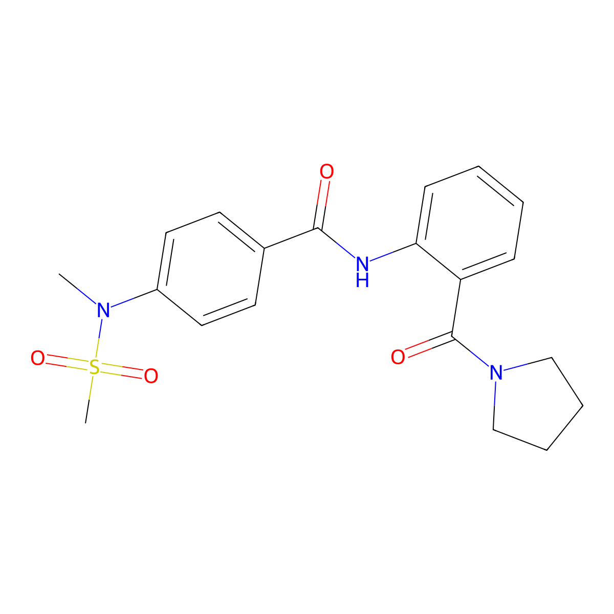 4-[methyl(methylsulfonyl)amino]-N-[2-(1-pyrrolidinylcarbonyl)phenyl]benzamide molecular structure, CAS 694505-36-7