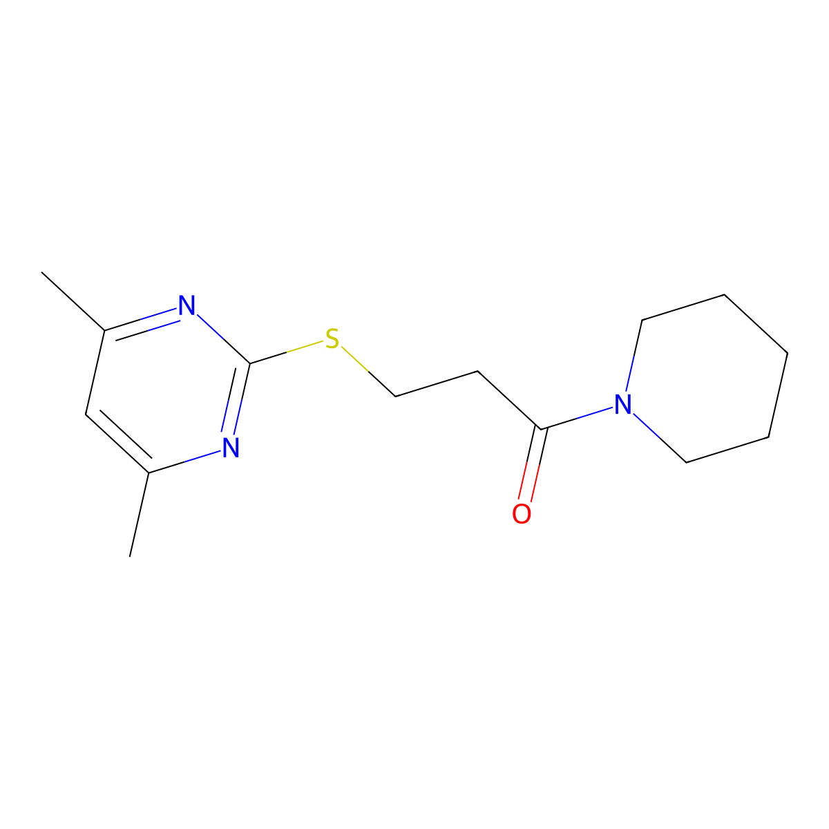 3-(4,6-Dimethylpyrimidin-2-yl)sulfanyl-1-piperidin-1-ylpropan-1-one molecular structure, CAS 694505-43-6