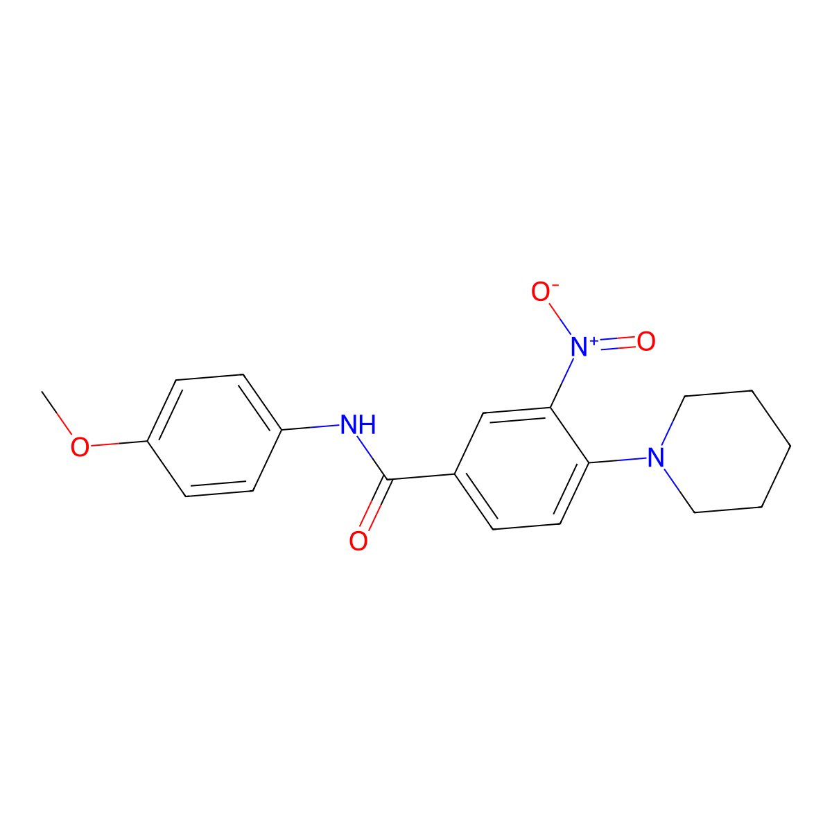 N-(4-methoxyphenyl)-3-nitro-4-piperidin-1-ylbenzamide molecular structure, CAS 694505-48-1