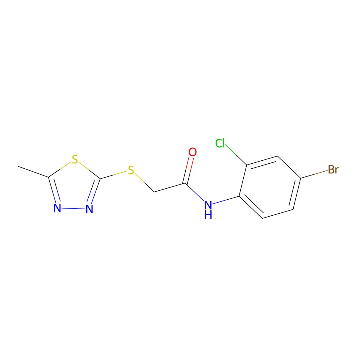 N-(4-bromo-2-chlorophenyl)-2-[(5-methyl-1,3,4-thiadiazol-2-yl)sulfanyl]acetamide molecular structure, CAS 694505-59-4