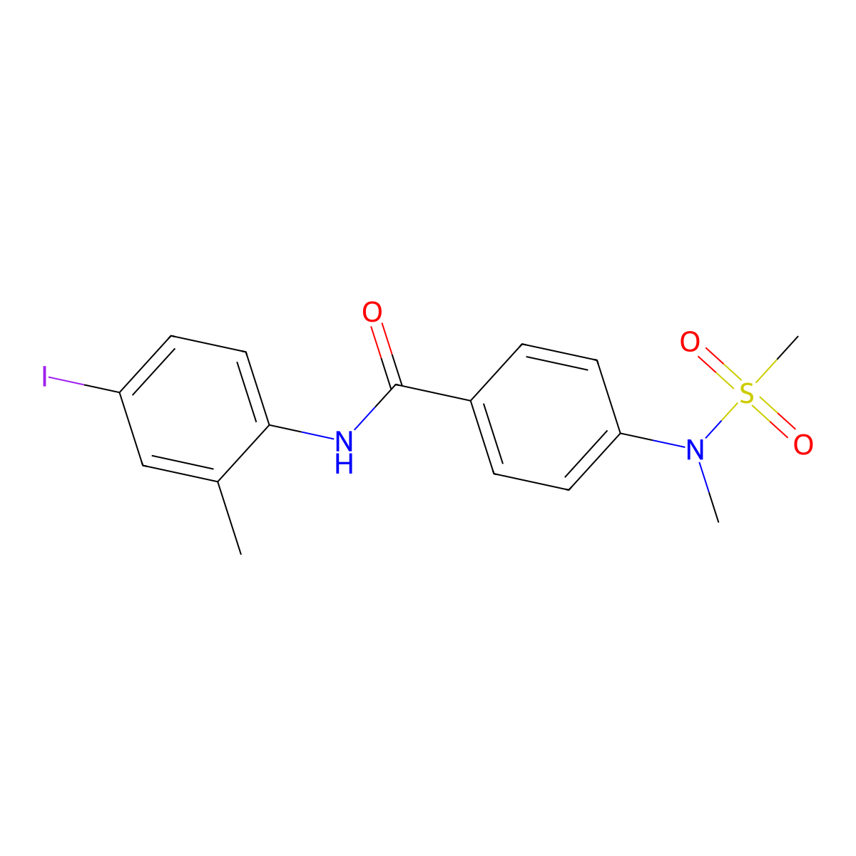 N-(4-iodo-2-methylphenyl)-4-[methyl(methylsulfonyl)amino]benzamide molecular structure, CAS 694505-61-8
