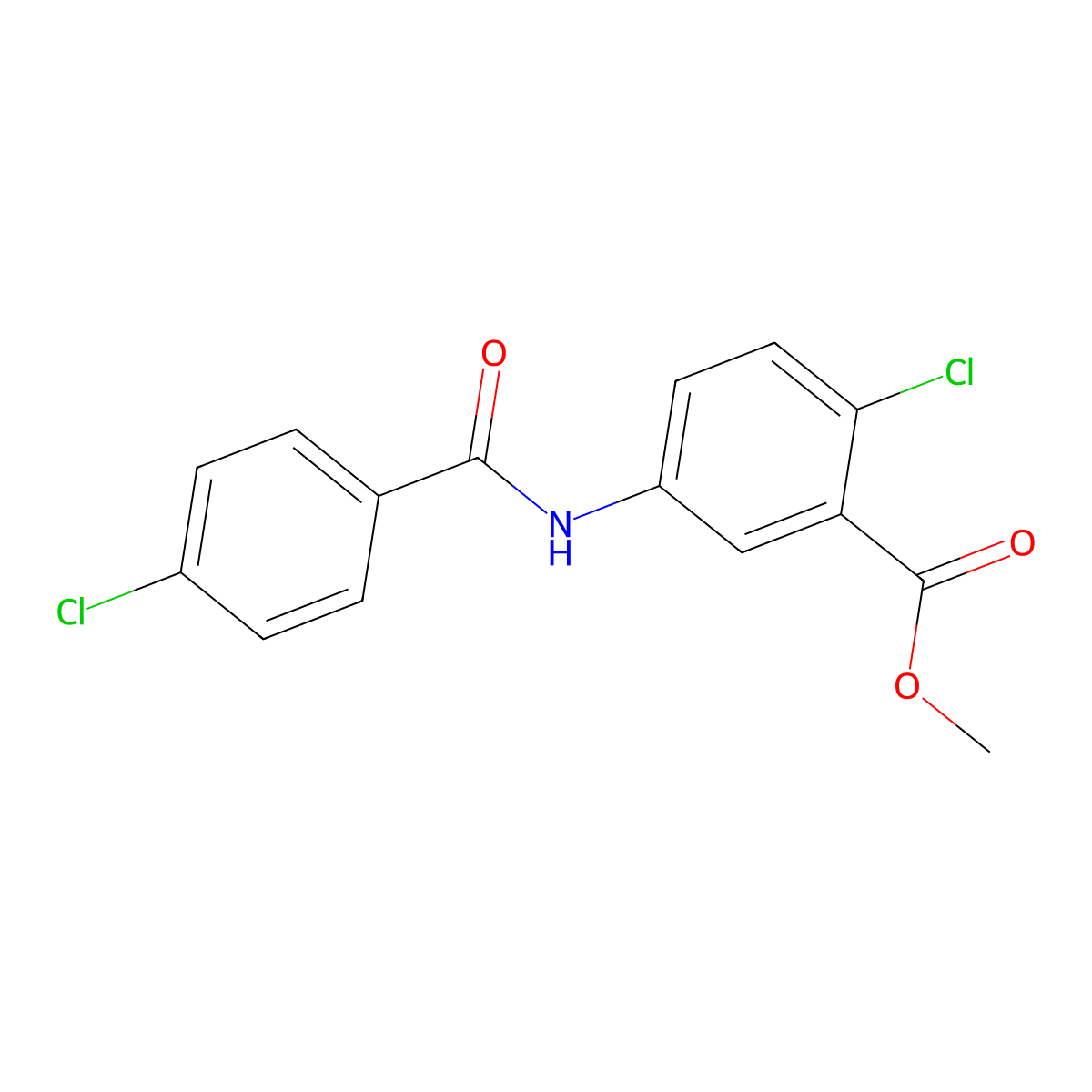 Methyl 2-chloro-5-{[(4-chlorophenyl)carbonyl]amino}benzoate molecular structure, CAS 694505-73-2