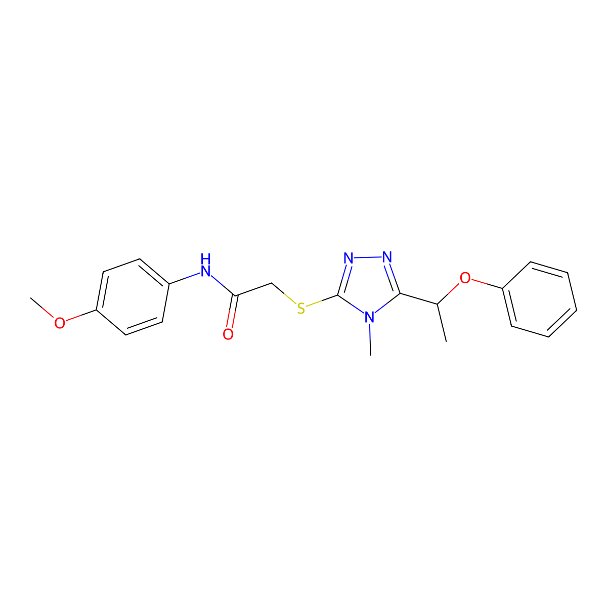 N-(4-methoxyphenyl)-2-{[4-methyl-5-(1-phenoxyethyl)-4H-1,2,4-triazol-3-yl]sulfanyl}acetamide molecular structure, CAS 694505-87-8