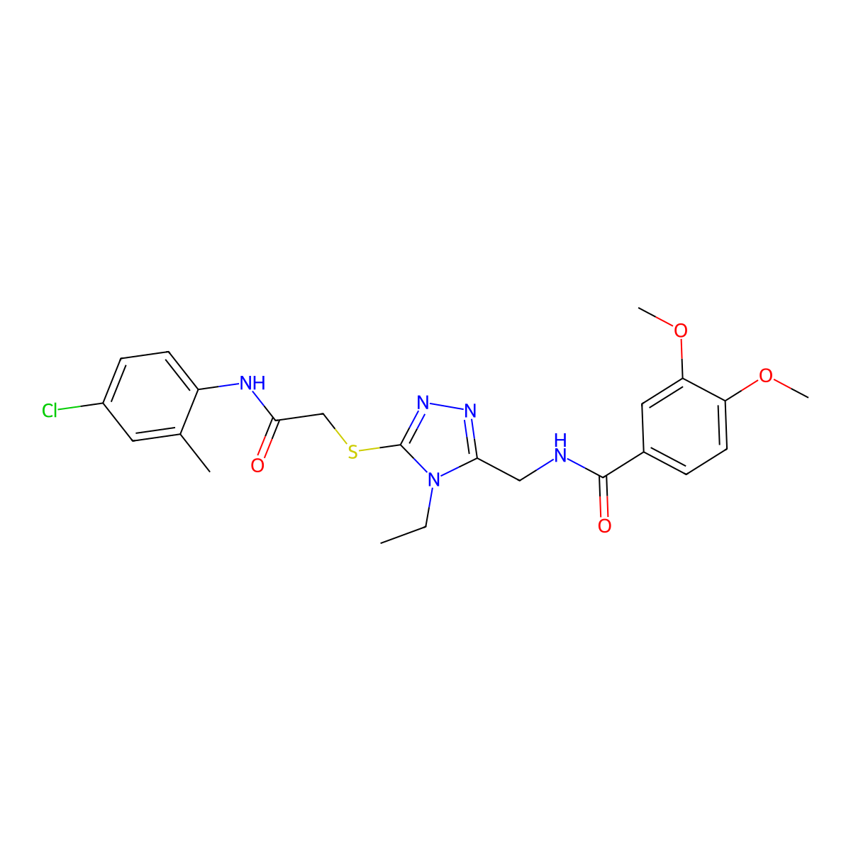 N-[[5-[2-(4-chloro-2-methylanilino)-2-oxoethyl]sulfanyl-4-ethyl-1,2,4-triazol-3-yl]methyl]-3,4-dimethoxybenzamide molecular structure, CAS 694506-15-5