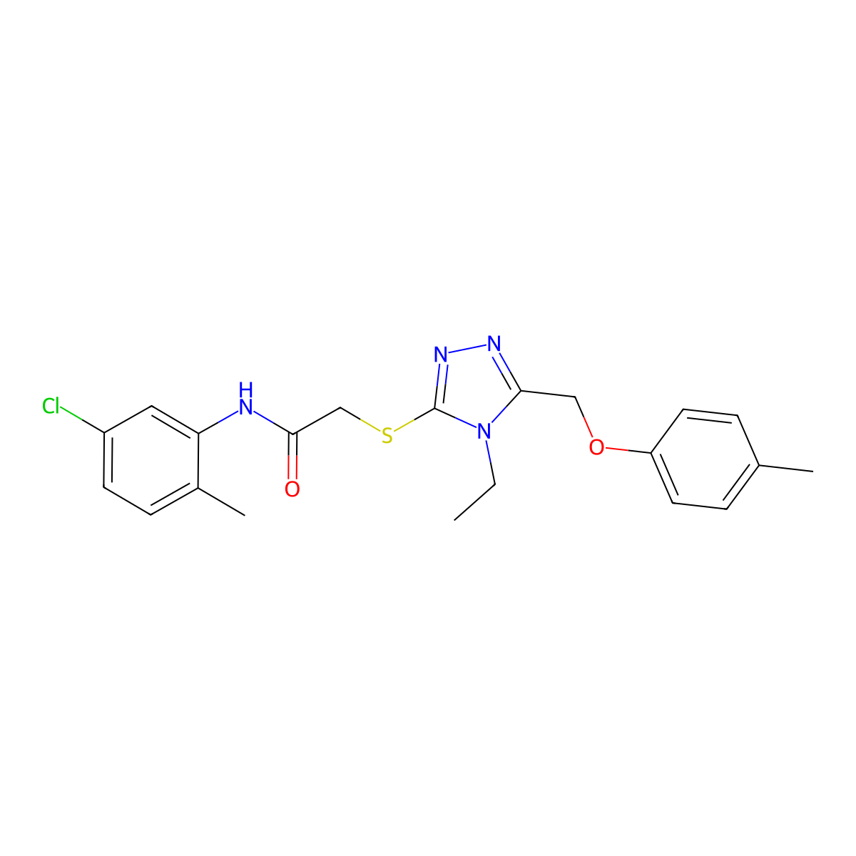 N-(5-chloro-2-methylphenyl)-2-[[4-ethyl-5-[(4-methylphenoxy)methyl]-1,2,4-triazol-3-yl]sulfanyl]acetamide molecular structure, CAS 694506-38-2