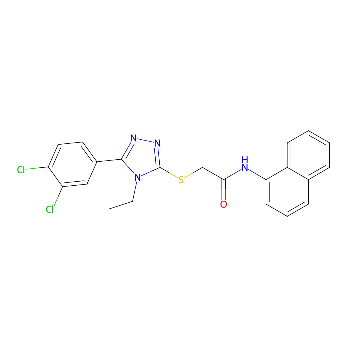 2-[[5-(3,4-dichlorophenyl)-4-ethyl-1,2,4-triazol-3-yl]sulfanyl]-N-naphthalen-1-ylacetamide molecular structure, CAS 694506-52-0