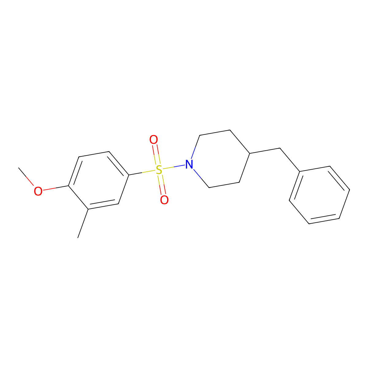 4-Benzyl-1-(4-methoxy-3-methylphenyl)sulfonylpiperidine molecular structure, CAS 694506-61-1