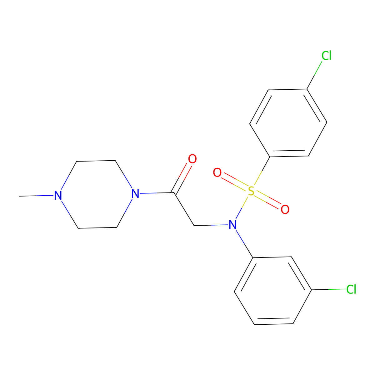 4-chloro-N-(3-chlorophenyl)-N-[2-(4-methylpiperazin-1-yl)-2-oxoethyl]benzenesulfonamide molecular structure, CAS 694506-62-2